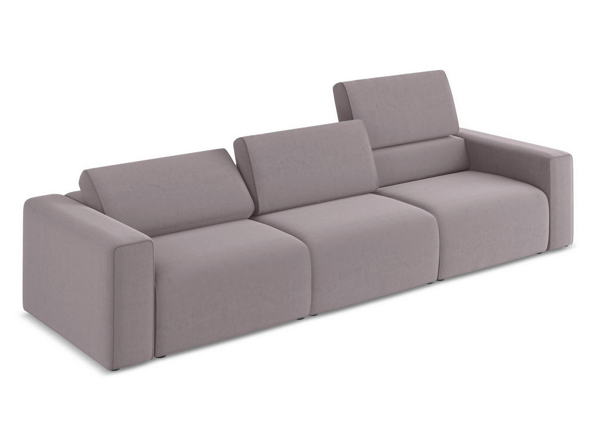4-SITZER-SOFA Samt Stoff Violett - Lila/Flieder, Kunststoff/Textil (314/80/103cm) - Makamii