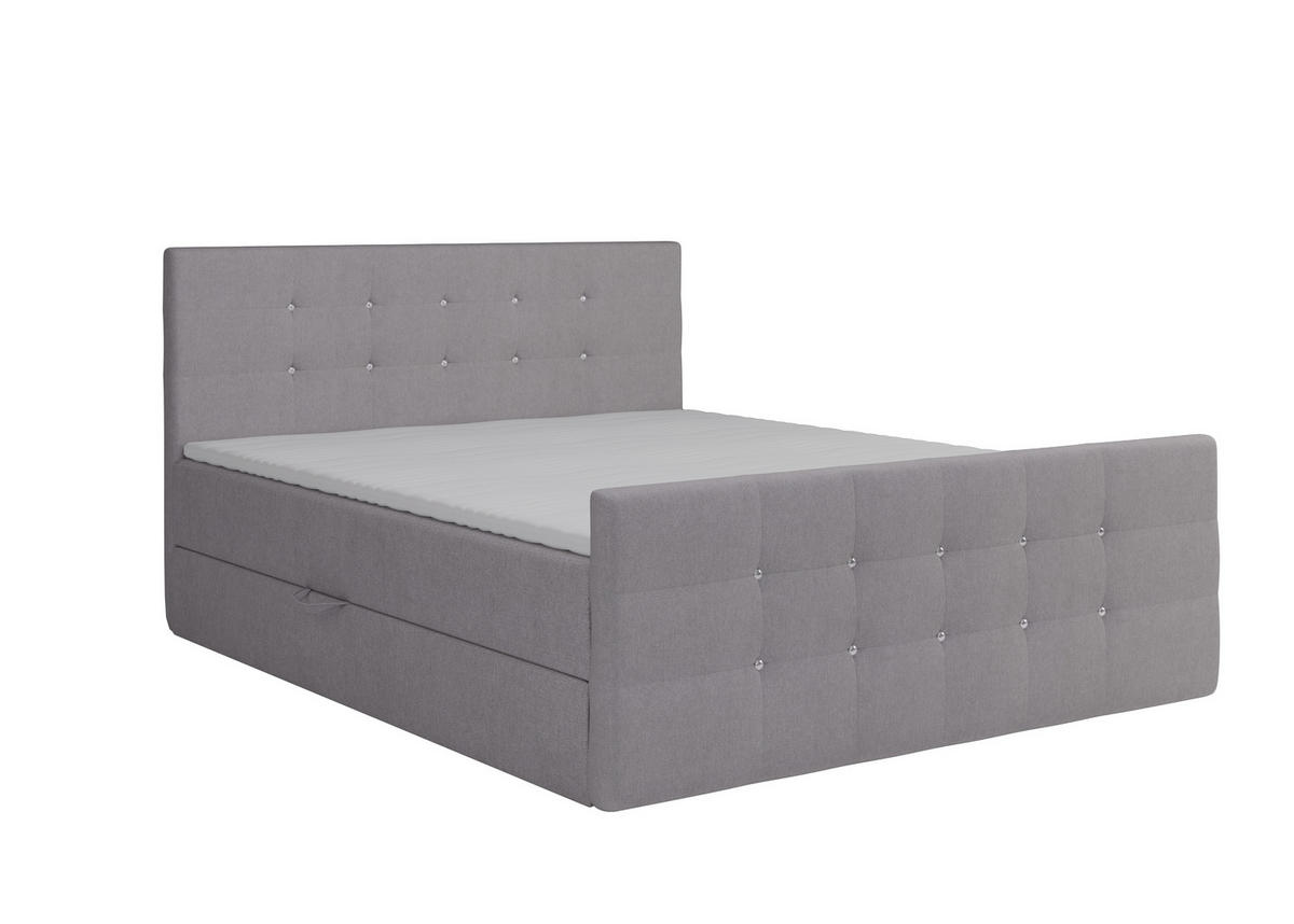 BOXBETT Paris Grau 200x200 cm Bettkasten + Topper - Grau, Holz/Textil (200/200cm) - Comfortic