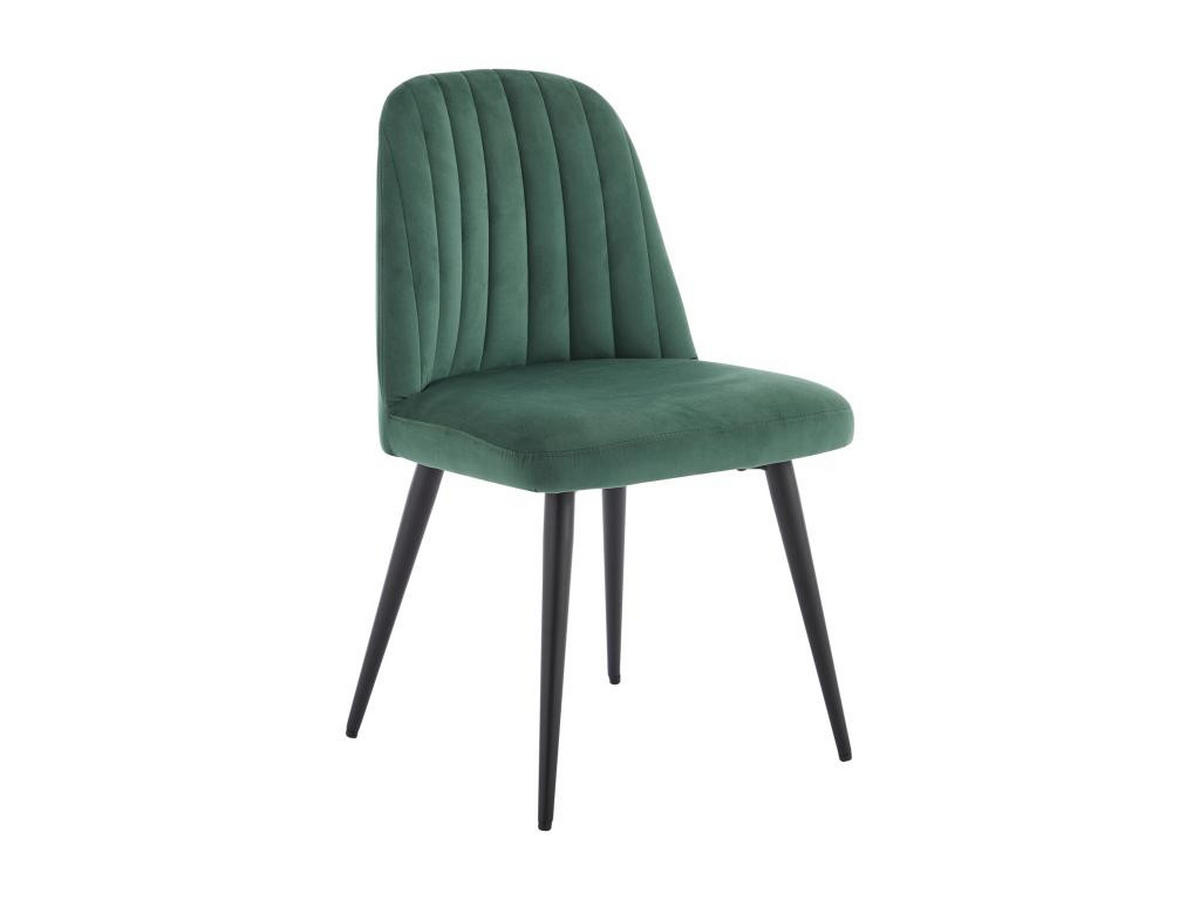 STUHL 2er-Set - Samt & schwarzes Metall - Grün - ELEANA - Grün, Textil (52/81/49cm) - Vente-Unique