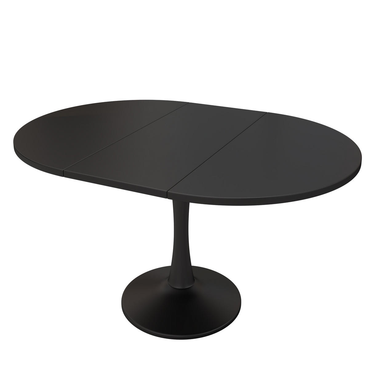 AUSZIEHTISCH oval 100/100/75 cm, ausziehbar auf 140 cm, Schwarz - Schwarz, Holzwerkstoff (100/140/75cm) - BEAOK