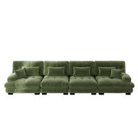 4-SITZER SOFA Chenille Grün - Grün, Textil (406/81/77cm) - WISHDOR