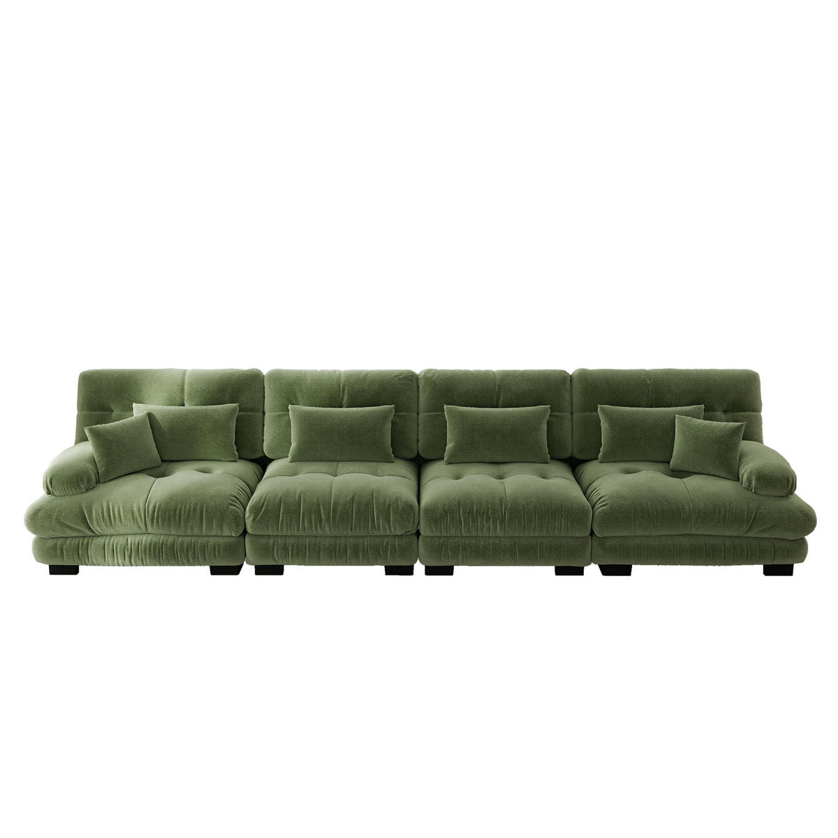 SCHLAFSOFA 4-Sitzer aus Chenille mit Tiefsitz, Grün - Grün, Textil (406/81/77cm)