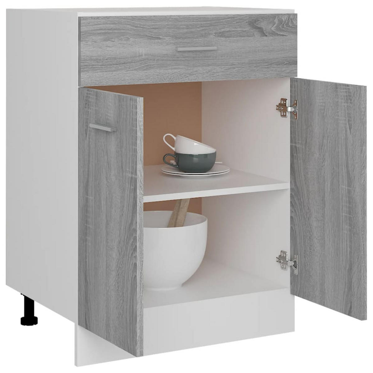 UNTERSCHRANK Mit Schublade Lyon Grau Sonoma 60/46/81,5 Cm - Grau, Holzwerkstoff (46/81.5/60cm) - vidaXL
