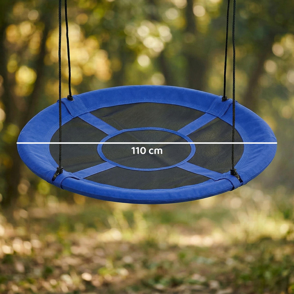 NESTSCHAUKEL DE-17962 Ø 110 cm im Korb-Design mit 4 Ringen Blau - Blau, Textil (110/110cm) - ComfortXL