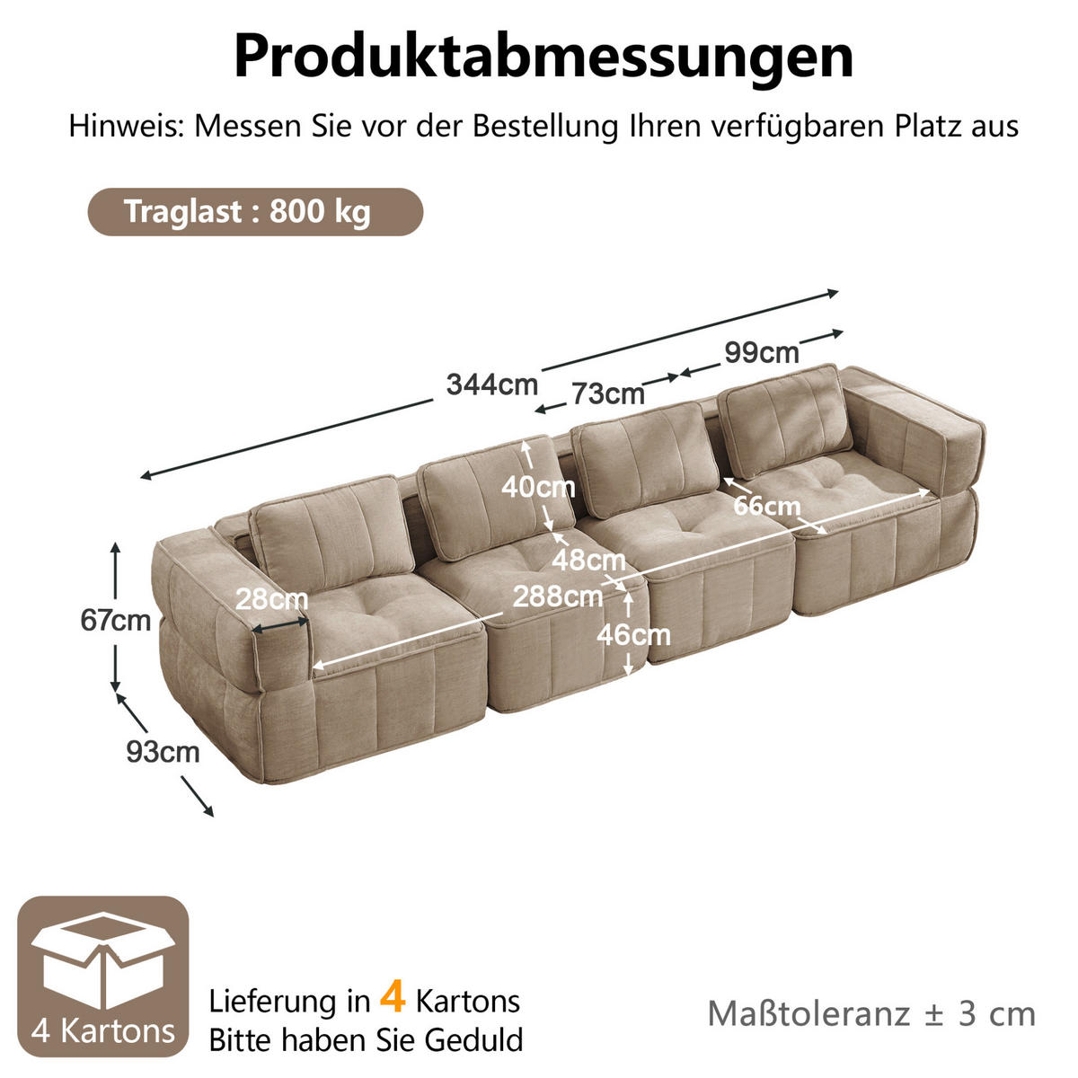 POHOVKA modulárna bezrámová s taburetom, zamatová, zelená - piesková, plast (93/67/344cm) - Flora Grace