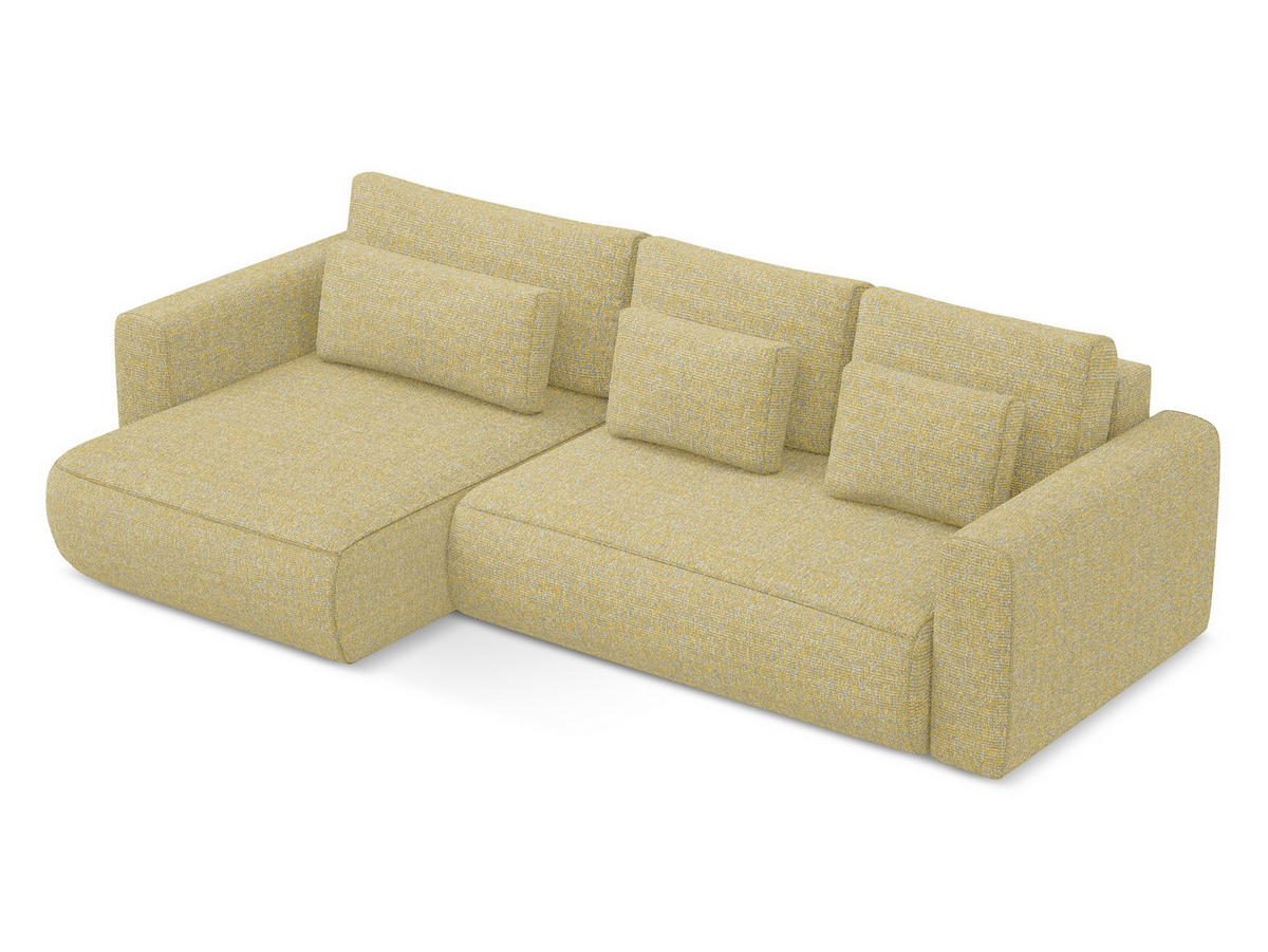 ECKSOFA mit Schlaffunktion Strukturstoff Stoff Gelb - Currygelb/Gelb, Kunststoff/Textil (149/278cm) - Makamii