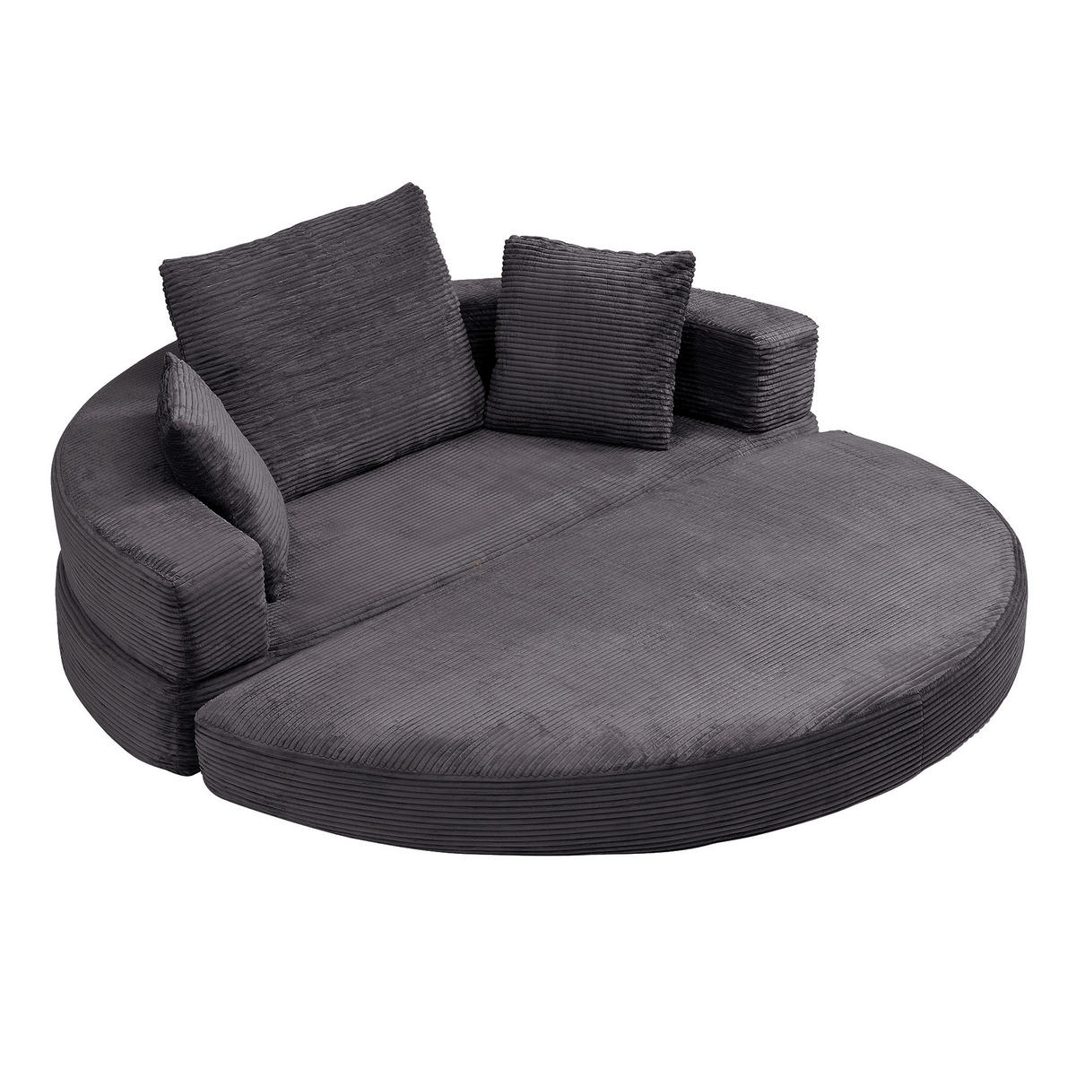 SOFABETT 2-in-1 173 x 176 cm Schwarz Cordstoff - Schwarz, Kunststoff (176/40/173cm) - Meubliv