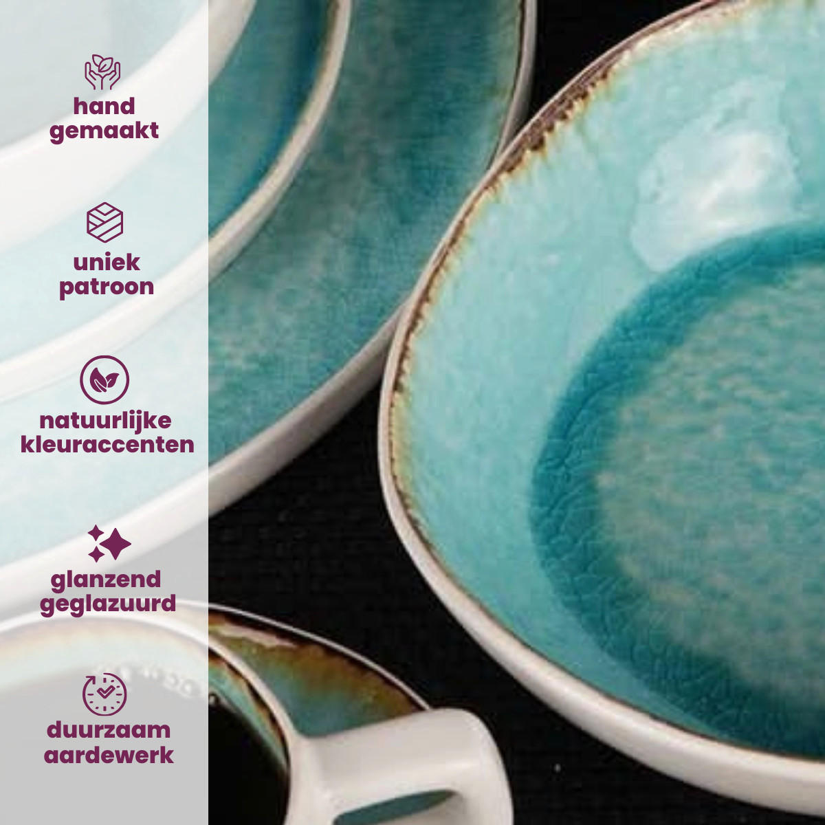 GESCHIRRSET24-TEILIG GESCHIRRSETLaguna Azzurro 24-teilig / 6 Personen - Blau, Keramik (2/2/1cm) - Cosy & Trendy