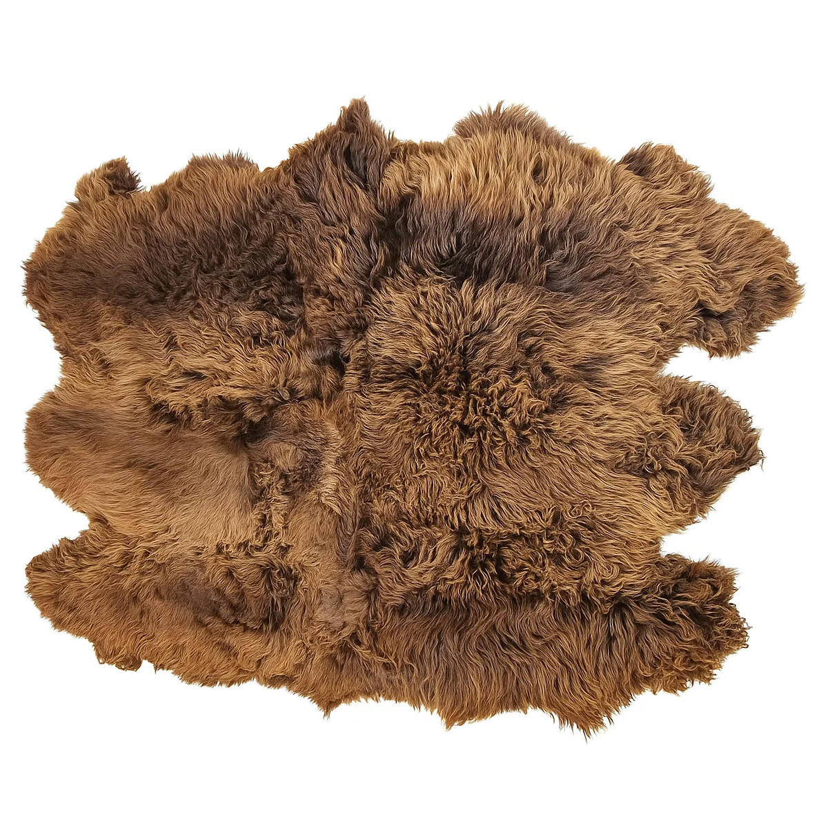 TEPPICH Schaffell-Decke 6-teilig Naturweiß/Naturbraun 190/160 cm - Braun/Naturfarben, Fell (160/190cm) - Provellus