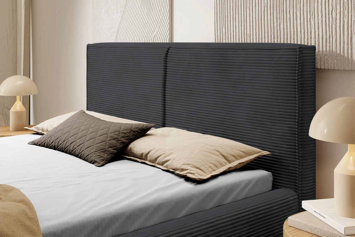 POLSTERBETT Farese Dunkelgrau Cordbezug 160 cm - Dunkelgrau, Textil (160/200cm) - Selsey