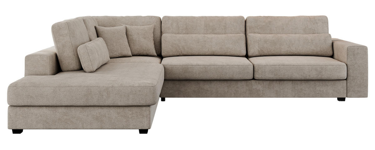ECKSOFA Savona Beige Strukture - links - Beige/Schwarz, Kunststoff/Textil (316/249cm) - MKS