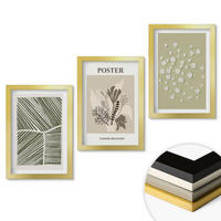 WANDBILDER 3er Set - 20x30 cm Goldrahmen - Gedämpfte Pflanzenmotive - Goldfarben, Kunststoff (20/30cm) - ArtPrintCave