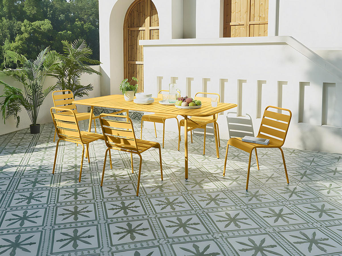 GARTENSTUHL - 47.5cm x 59cm - Stahl - senffarben - MIRMANDE - Gelb, Metall (47.5/79/59cm) - Vente-Unique