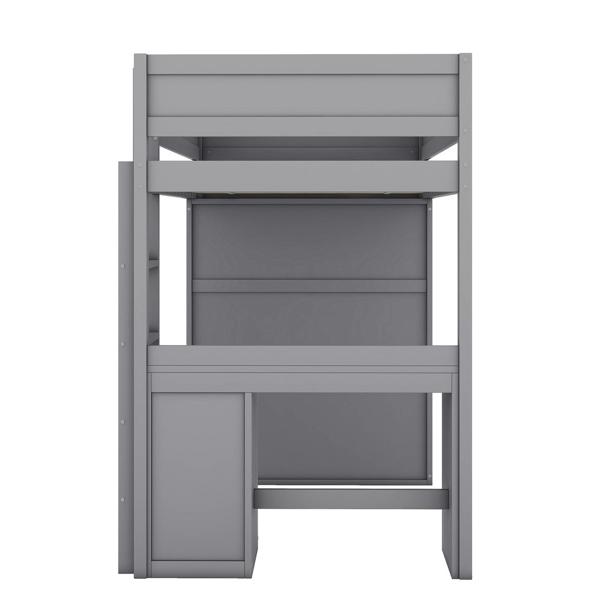 HOCHBETT 90/200 cm grau mit Schreibtisch und Kleiderschrank - Grau, Holz (90/200cm) - OKWISH