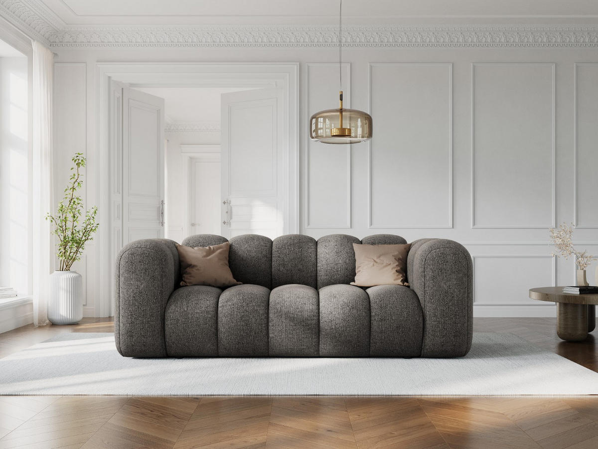 SOFA Lupine aus Chenille-Stoff grau 2 Sitzplätze - Grau, Textil (95/70/200cm) - Micadoni