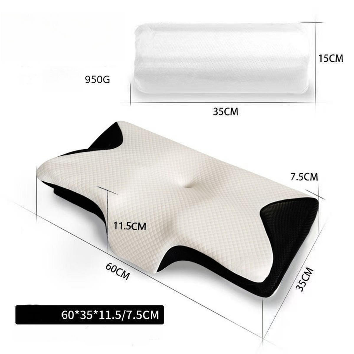 MULTIFUNKTIONALES Schlafkissen-60*35*12/8-Schwarz - Schwarz, Textil (60/35cm)