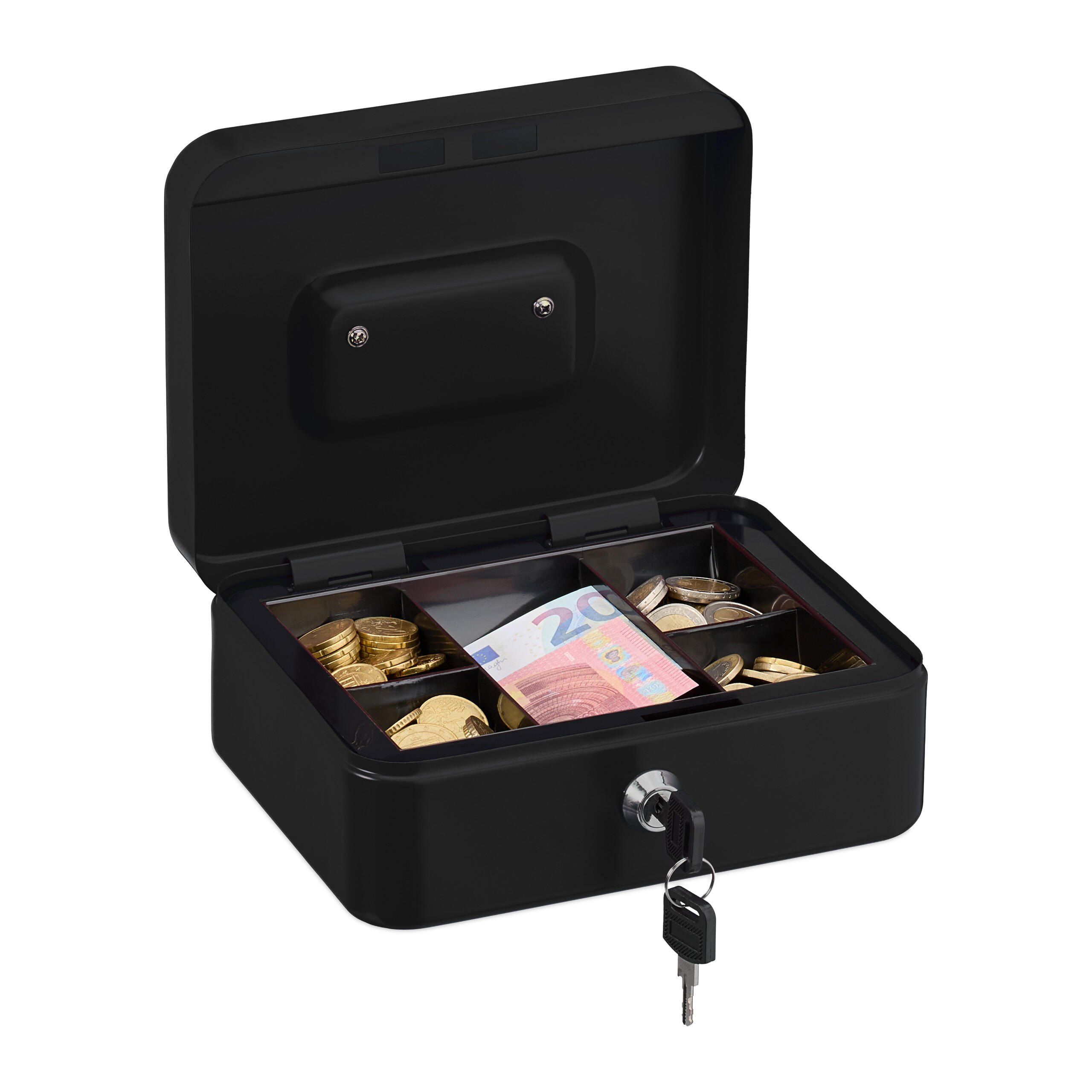 POKLADŇA - čierna, kov/plast (20/8.5/17cm) - Relaxdays