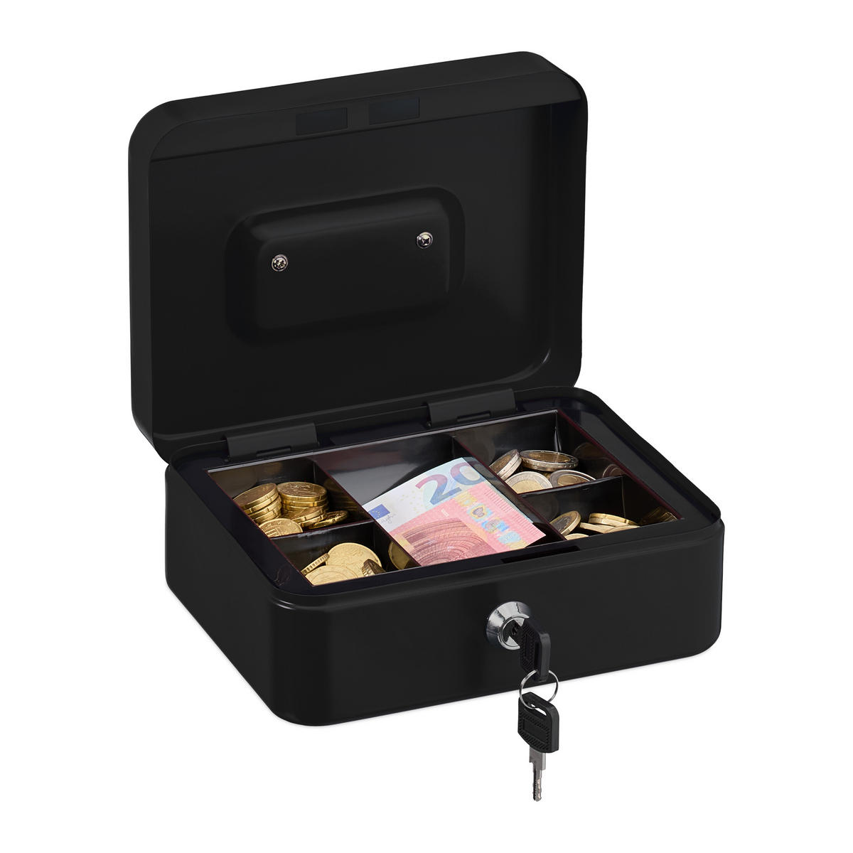 POKLADNA - černá, kov/plast (20/8.5/17cm) - Relaxdays