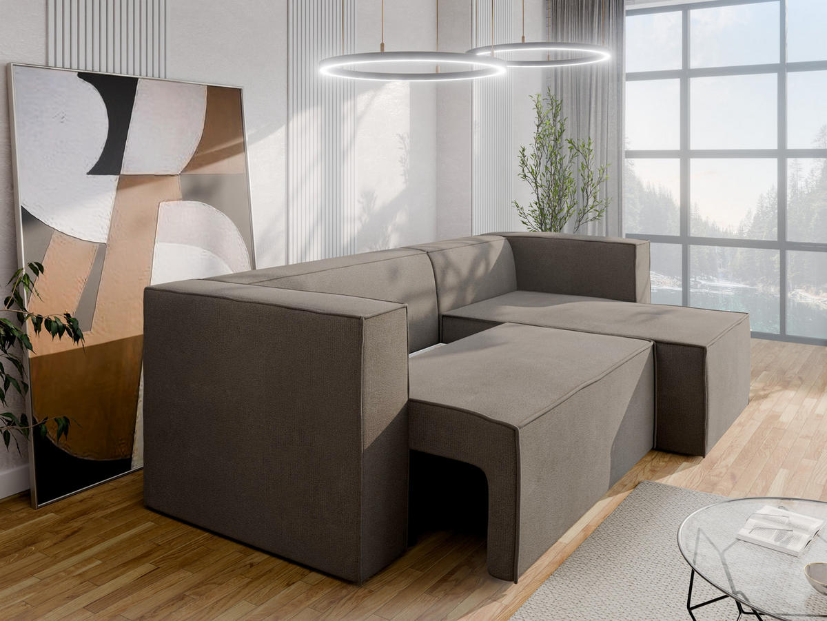 ECKSCHLAFSOFA AURIX Schlafsofa mit Bettkasten, Braun - Braun, Holz (150/244cm) - Panda Möbel