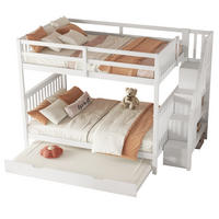ETAGENBETT 140/200 cm in Weiß mit Treppenregal und Rollbett - Weiß, Holz (140/200cm) - OKMYHOME