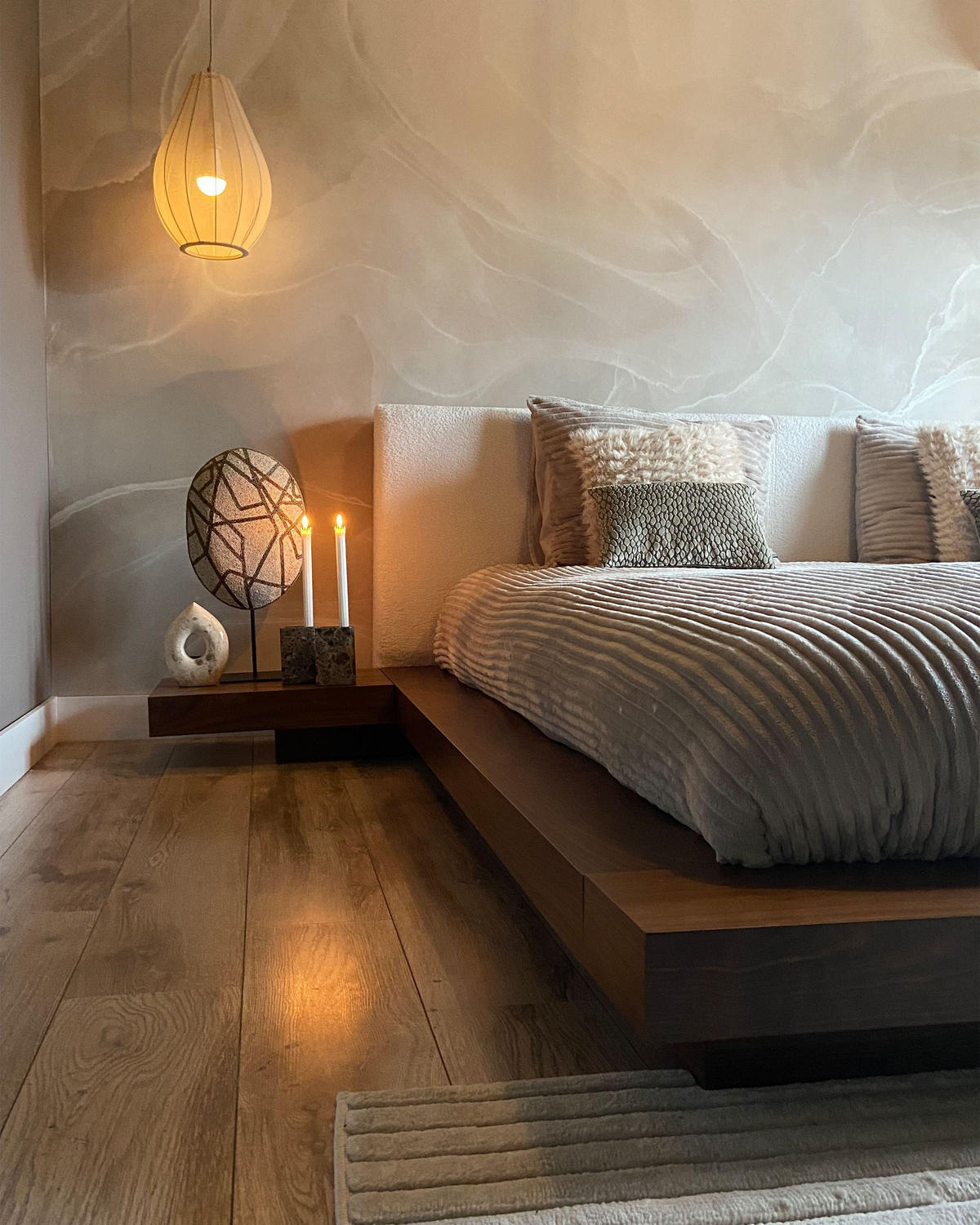 POSTEL s LED 180/200 cm MDF deska Hnědá Zen - hnědá, dřevo (180/200cm) - Beliani