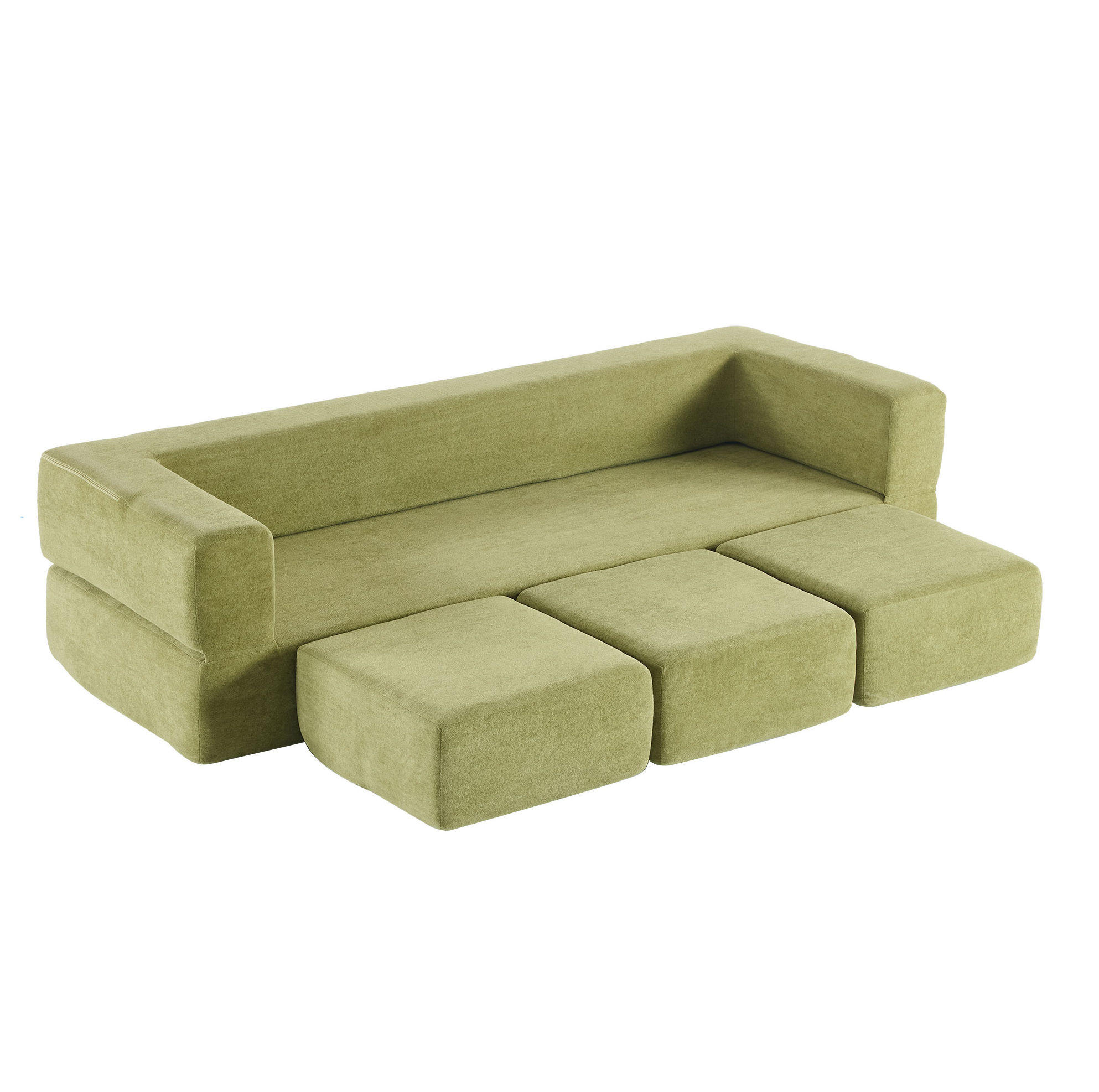 BODENSOFA Schlafsofa aus Schaumstoff mit wandelbarer Modulfunktion Grün - Grün, Kunststoff (75.5/50/201cm) - Modenvie
