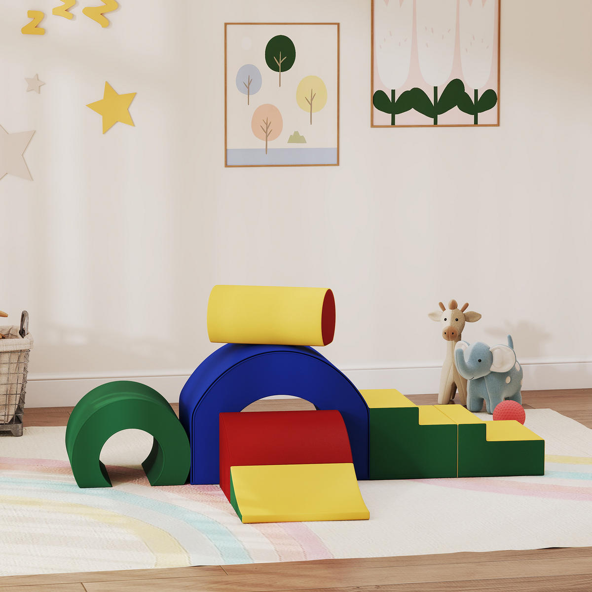 SCHAUMSTOFF Bausteine Kinder 5 tlg. Klettern Softbausteine Riesenbausteine Bunt - Multicolor, Kunststoff (39/181cm) - AIYAPLAY