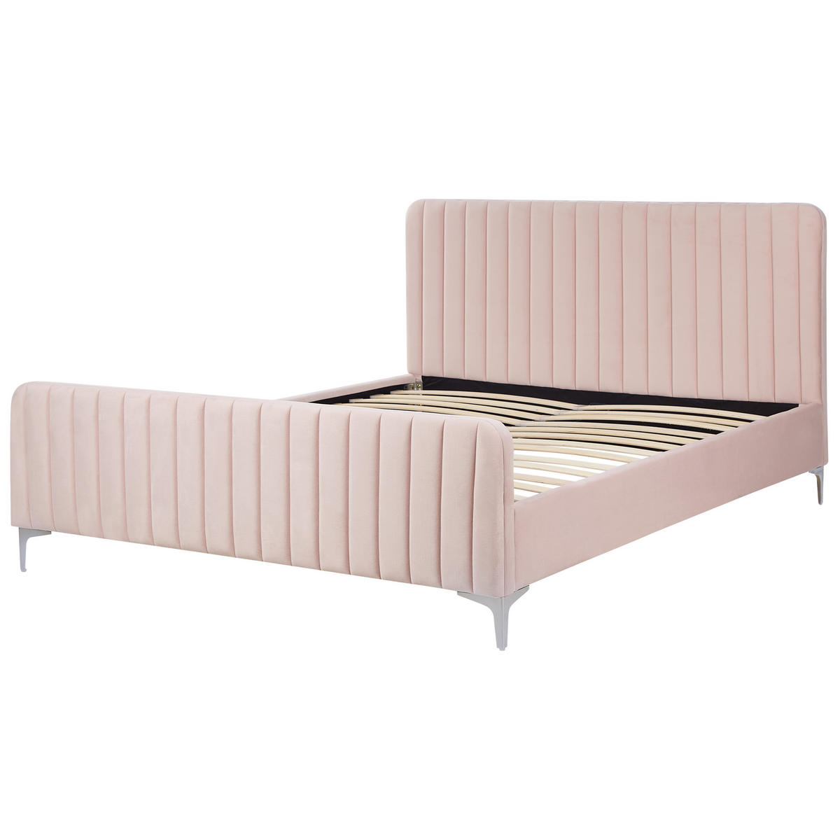 POLSTERBETT 160/200cm Pastellrosa Lunan - Pink, Textil (160/200cm) - Beliani