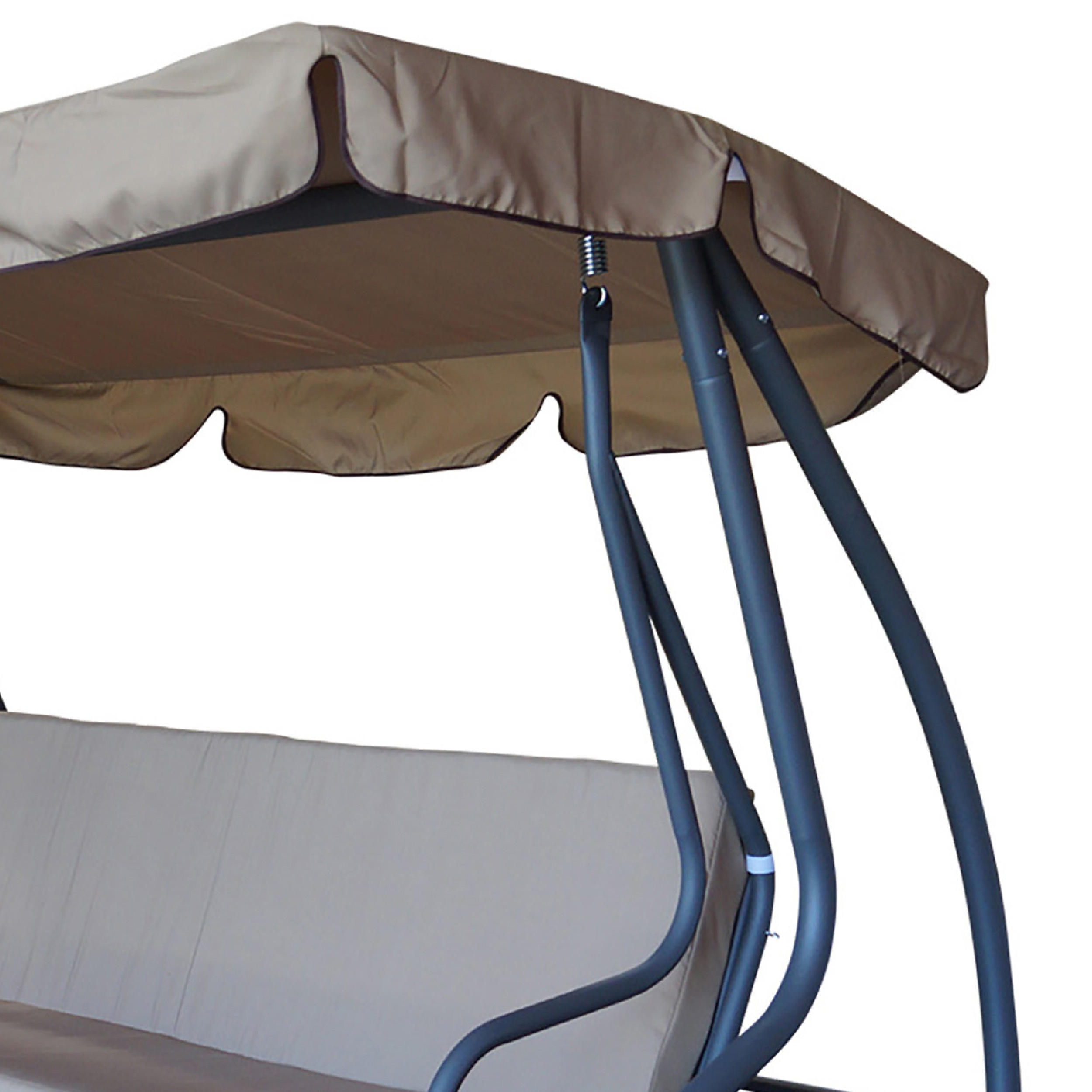 HOLLYWOODSCHAUKEL mit Liegefunktion, 4-Sitzer MILANO, Farbe: grau / creme - Grau, Metall (232/164/120cm) - TPFGarden