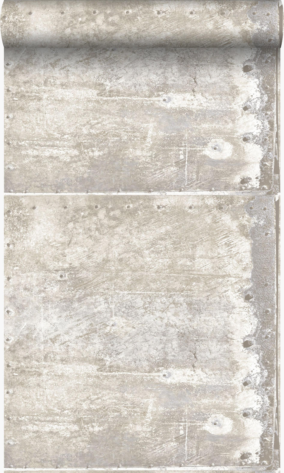 TAPETE große verwitterte rostige Metallplatten 53 cm x 10.05 m - Weiß, Papier (53/1000cm) - Origin Wallcoverings