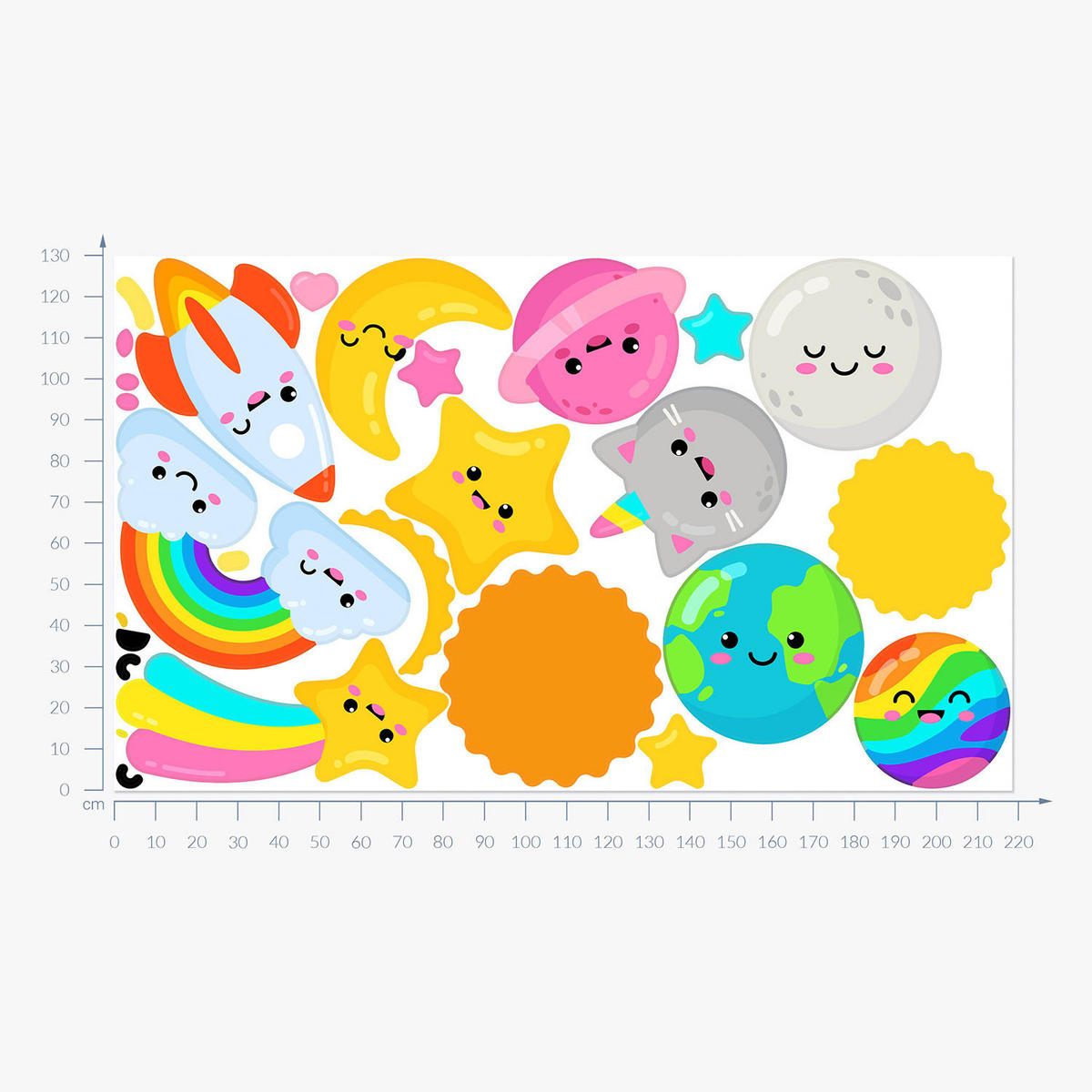 AUFKLEBER 130x218 cm Regenbogen Kosmos - Multicolor, Kunststoff (130/218/0.1cm) - TULUP