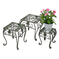 BLUMENHOCKER eckig 3er Set Metall Grün 25,5-34,5 cm - Grün, Metall (22.5/25.5/22.5cm) - DanDiBo