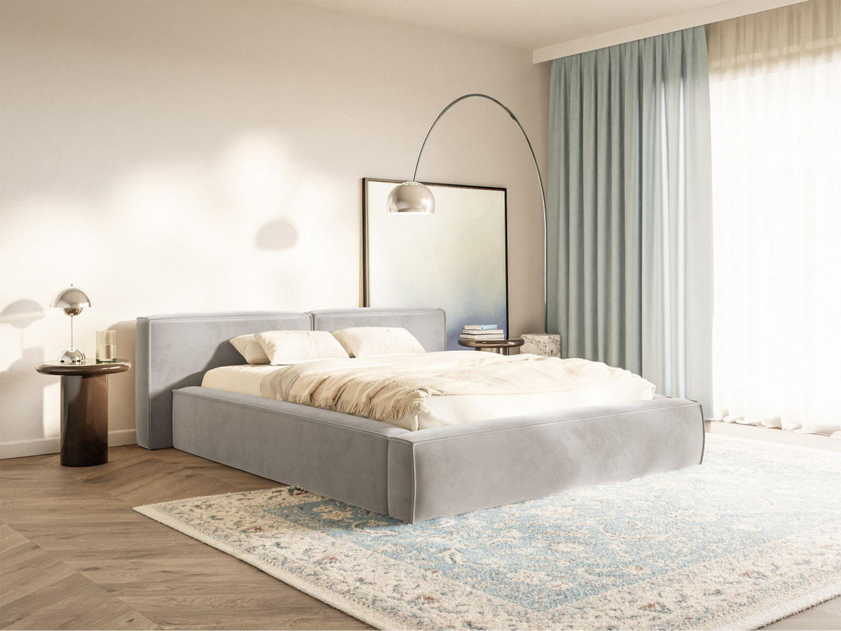 POLSTERBETT Tilves Low Greige 200x200 cm - Taupe/Schwarz, Kunststoff/Textil (200/200cm) - Selsey