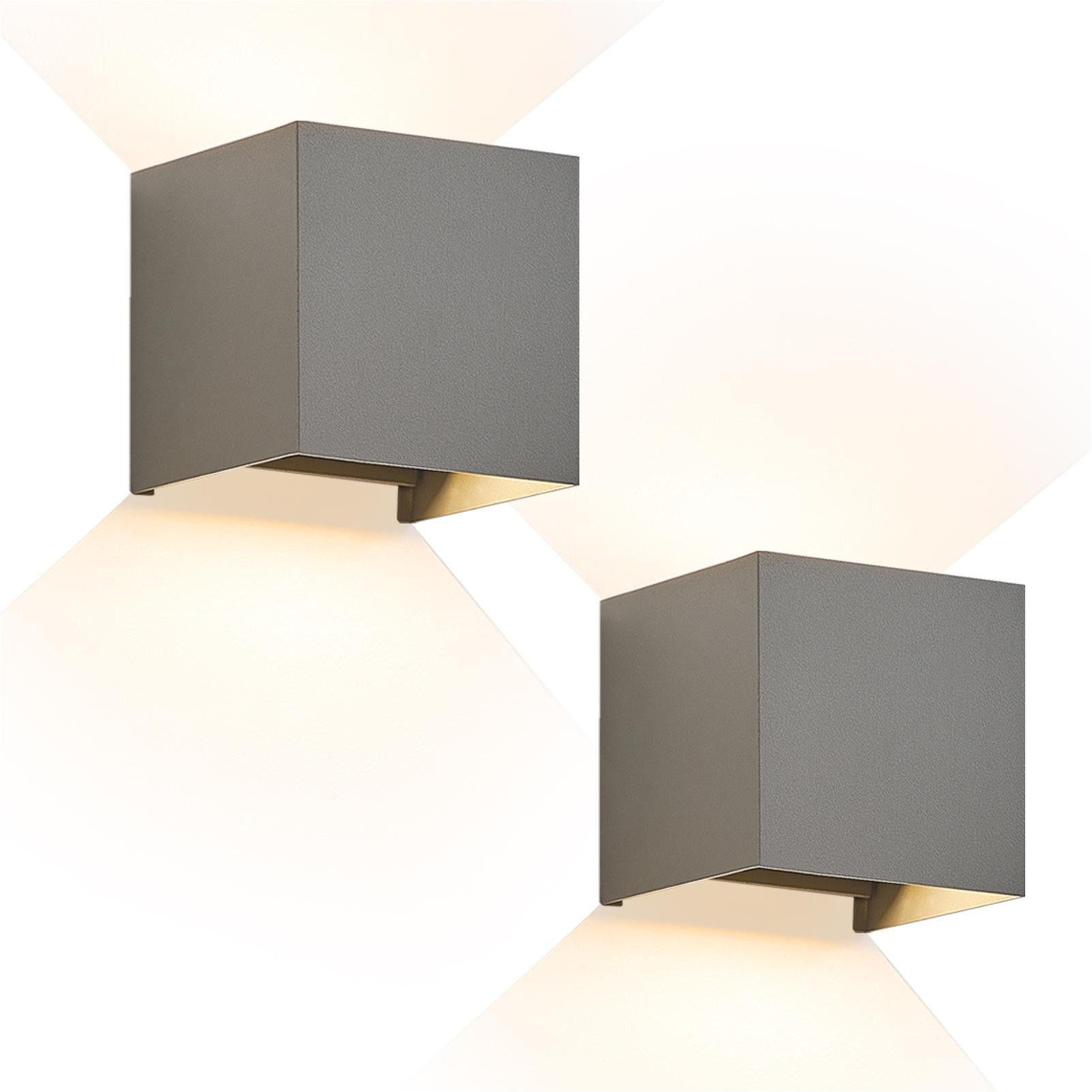 ZMH Led-Wandleuchte Grau 10x10x10 cm