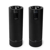 MÜHLENSET Elektrisch Line 15cm Pfeffer- & Salzmühle Aluminium Schwarz Stahlmahlwerk - Schwarz, Metall (10.4/15/5.2cm) - PEUGEOT