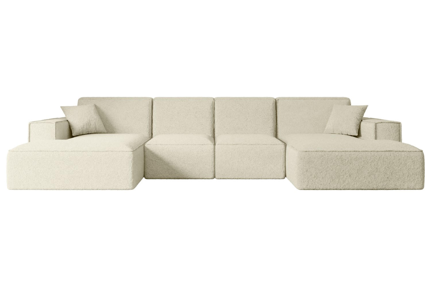 WOHNLANDSCHAFT SIERRA-U - 344x165x73 cm Beige Bouclé - Beige/Schwarz, Holzwerkstoff/Kunststoff (344/73/165cm) - ALTDECOR