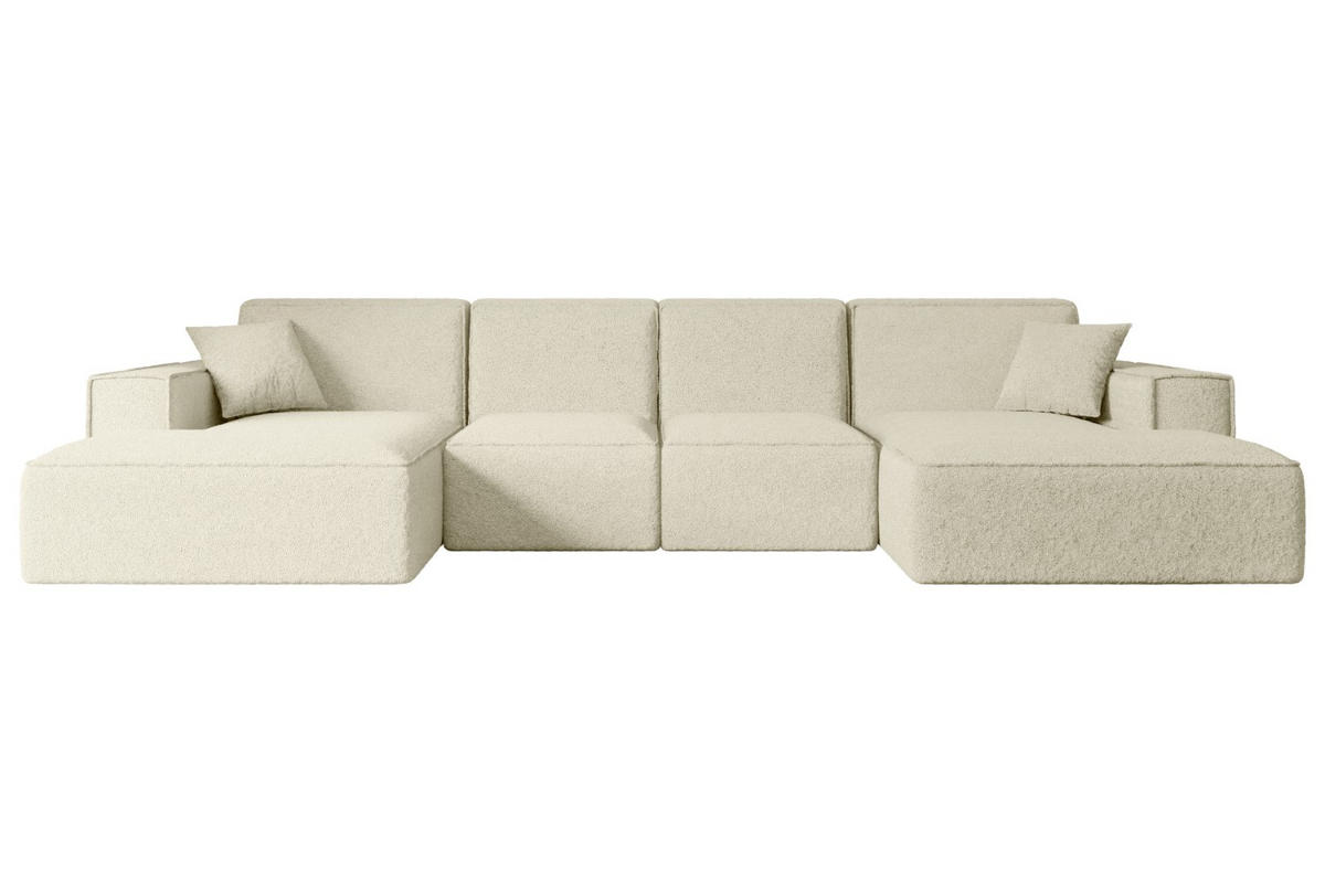 WOHNLANDSCHAFT SIERRA-U - 344x165x73 cm Beige Bouclé - Beige/Schwarz, Holzwerkstoff/Kunststoff (344/73/165cm) - ALTDECOR