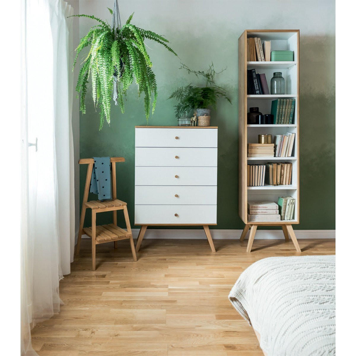 KOMMODE mit 5 Schubladen L75 cm - NATURE - Weiß, Holzwerkstoff (40/117/75cm) - Calicosy