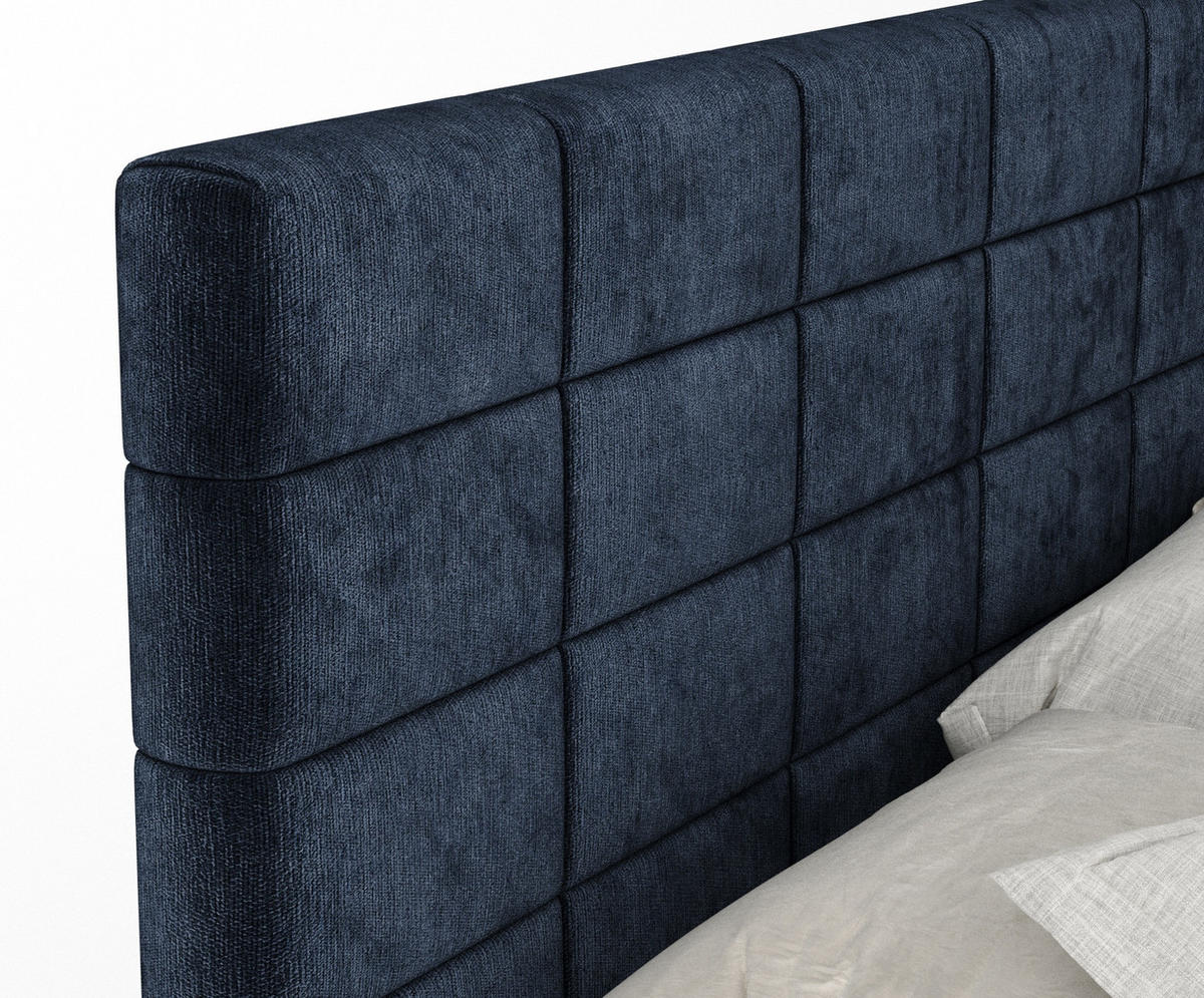BOXSPRINGBETT Ava Marineblau 180/200 cm - Schwarz/Dunkelblau, Holz/Holzwerkstoff (180/200cm) - Maison de Reve