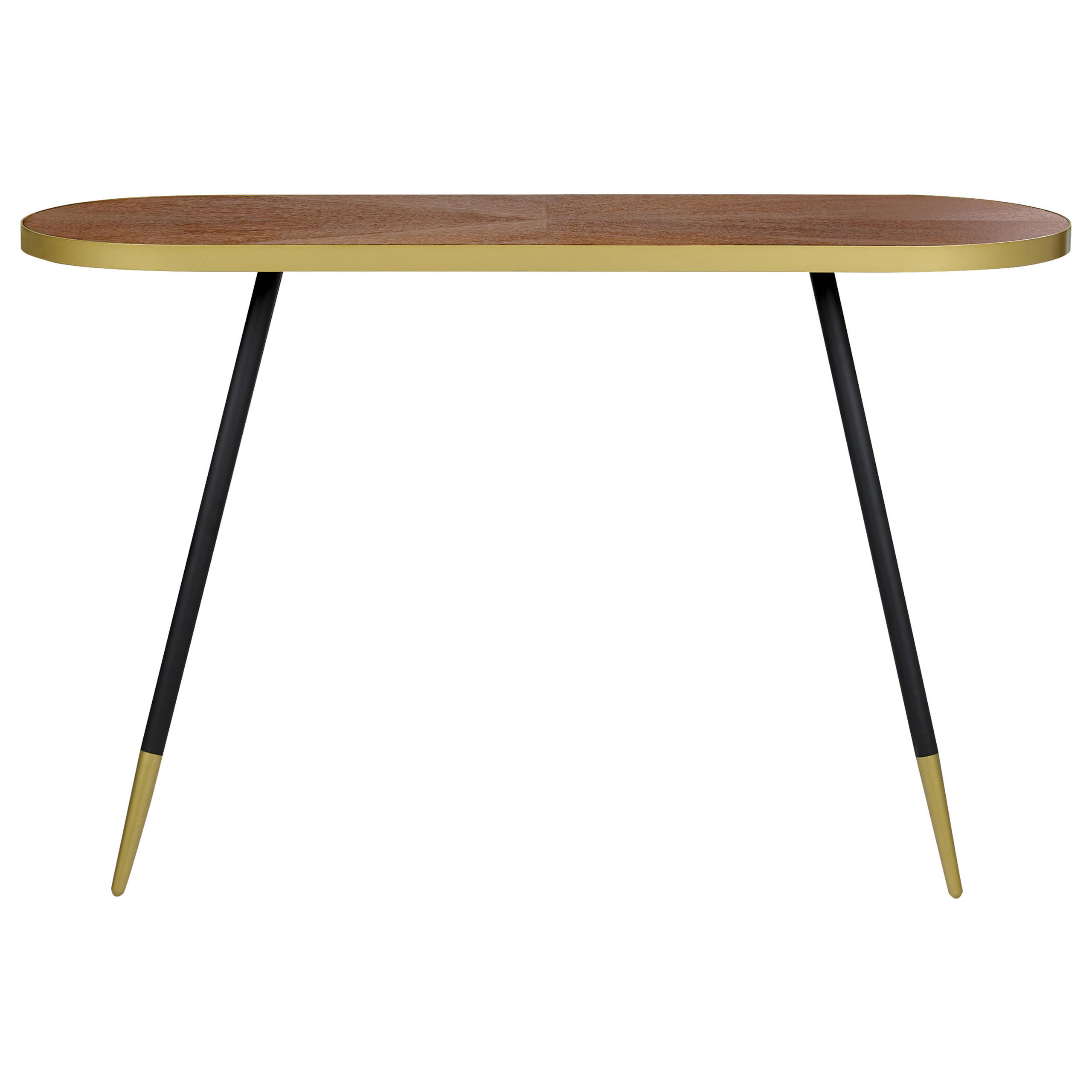 KONSOLENTISCH dunkler Holzfarbton/gold oval Ramona - Dunkelbraun/Goldfarben, Holzwerkstoff (120/41/72cm) - Beliani