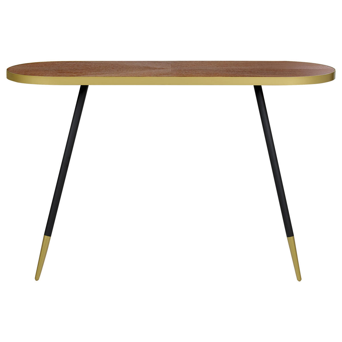 KONSOLENTISCH dunkler Holzfarbton/gold oval Ramona - Dunkelbraun/Goldfarben, Holzwerkstoff (120/41/72cm) - Beliani