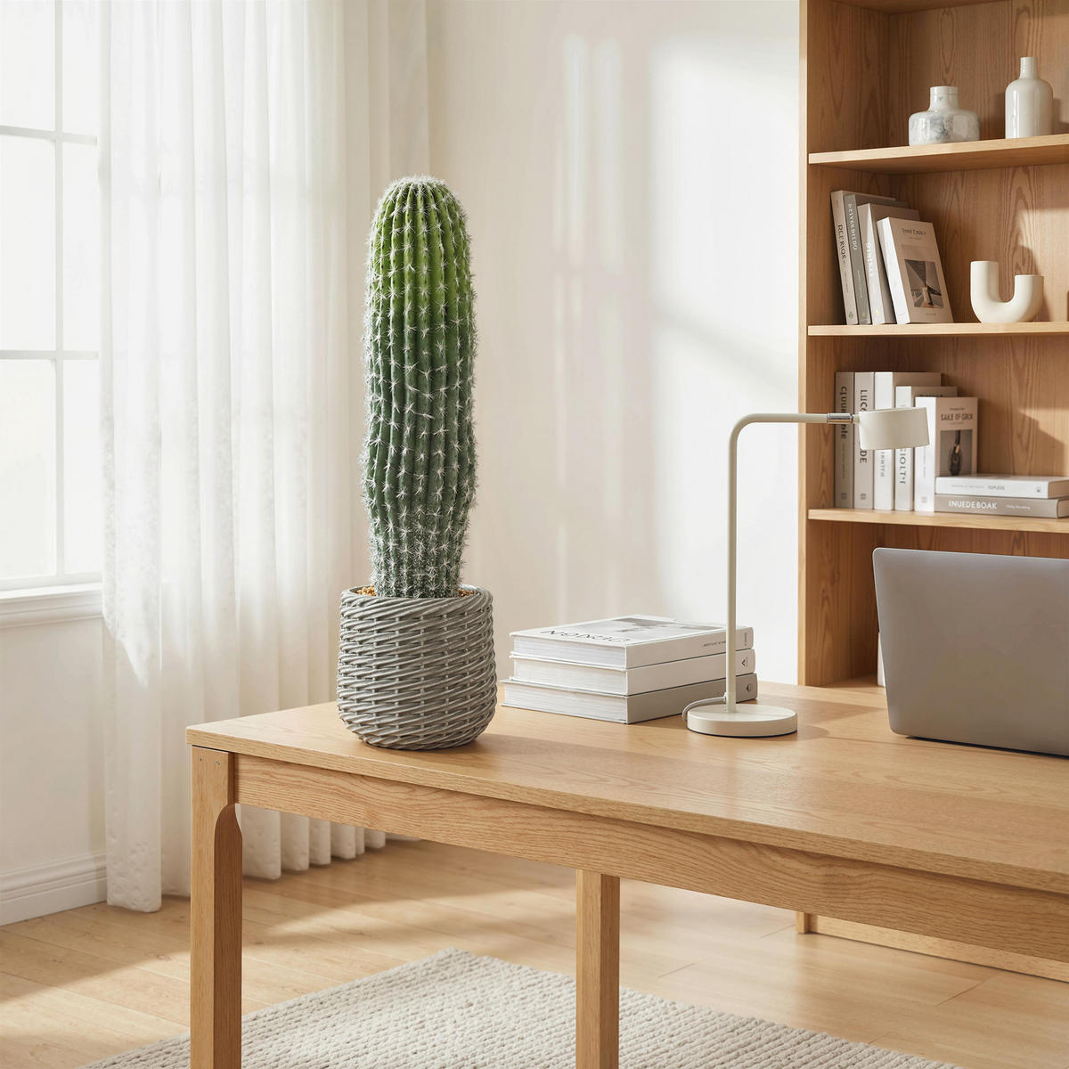 KUNSTPFLANZE, Künstlicher Kaktus 66 cm, mit Topf für Inneneinrichtung, dekorativ & pflegeleicht, Grün - Multicolor, Kunststoff (66cm) - FORIOUS