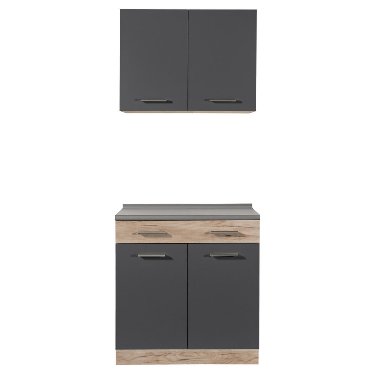 KÜCHENLEERBLOCK 80 cm in Anthrazit - Silberfarben/Grau, Holz (80/206/60cm) - Homestyle4u