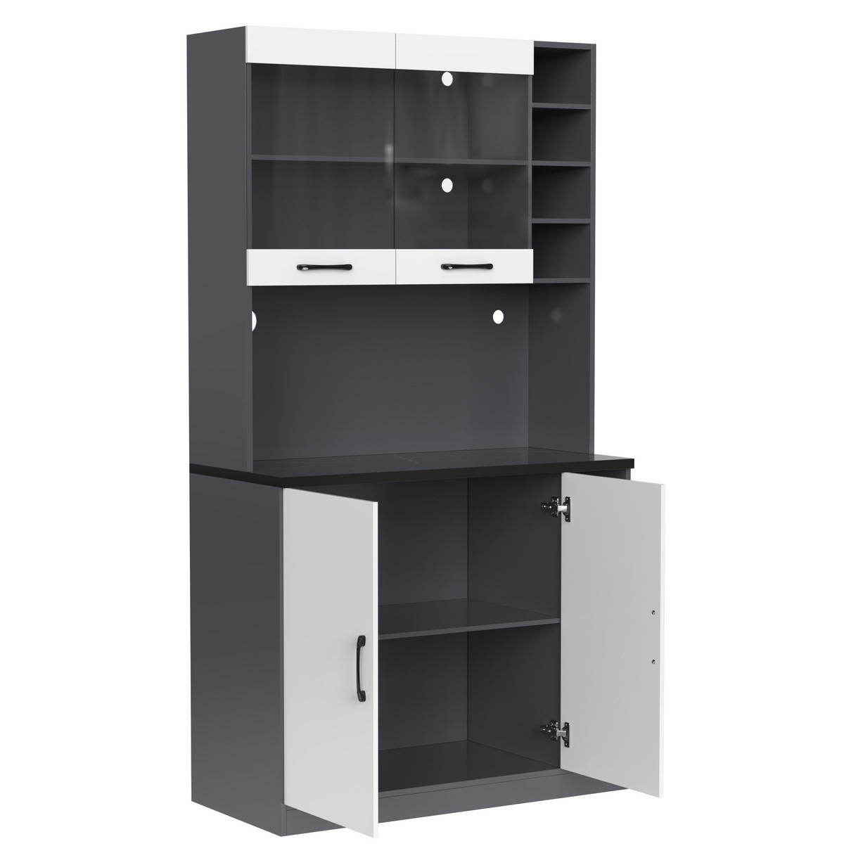 BUFFET 100/187/47 cm Grau/Weiß aus MDF mit LED-Beleuchtung - Weiß, Holzwerkstoff (47/187/100cm) - OKMYHOME