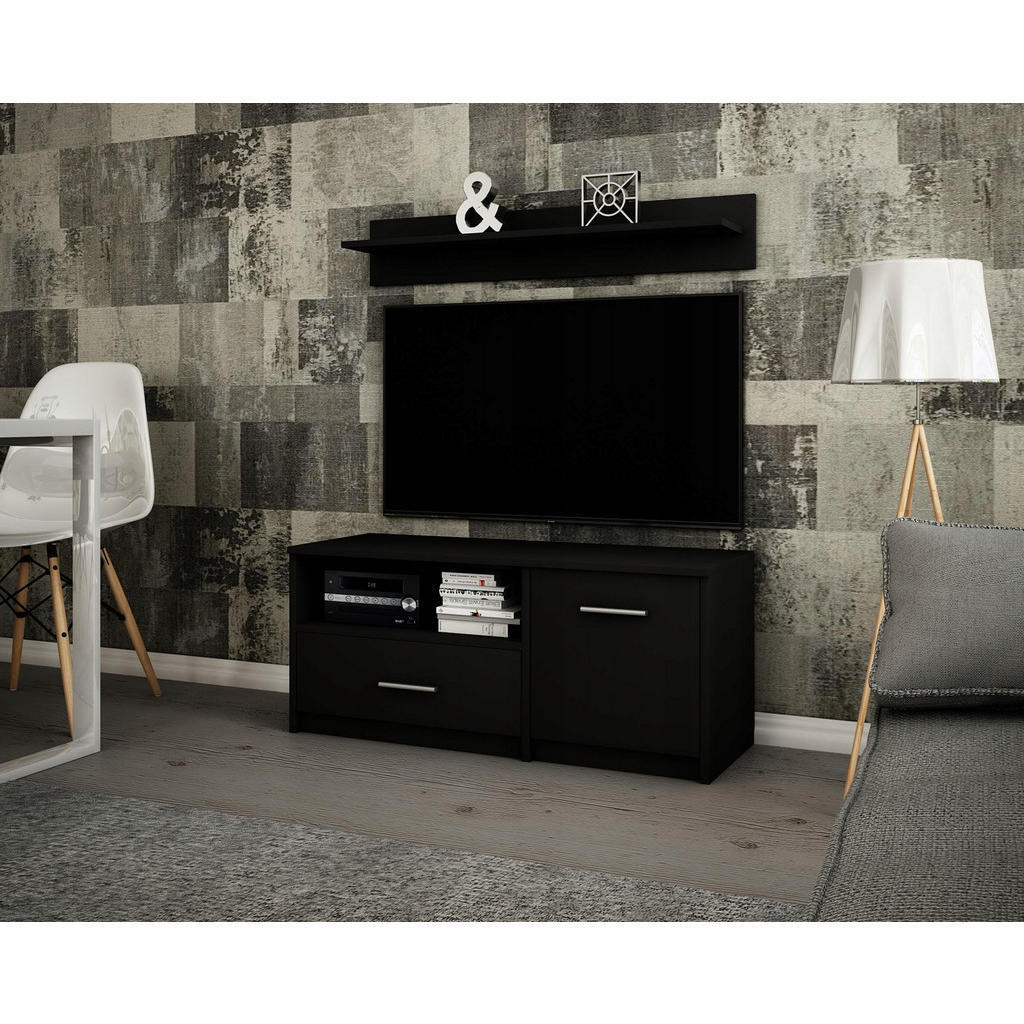 Thumbnail - Matkam Möbel Wandregal, Schwarz, Holzwerkstoff, 98x16x18 cm, Wohnzimmer, Regale, Wandregale