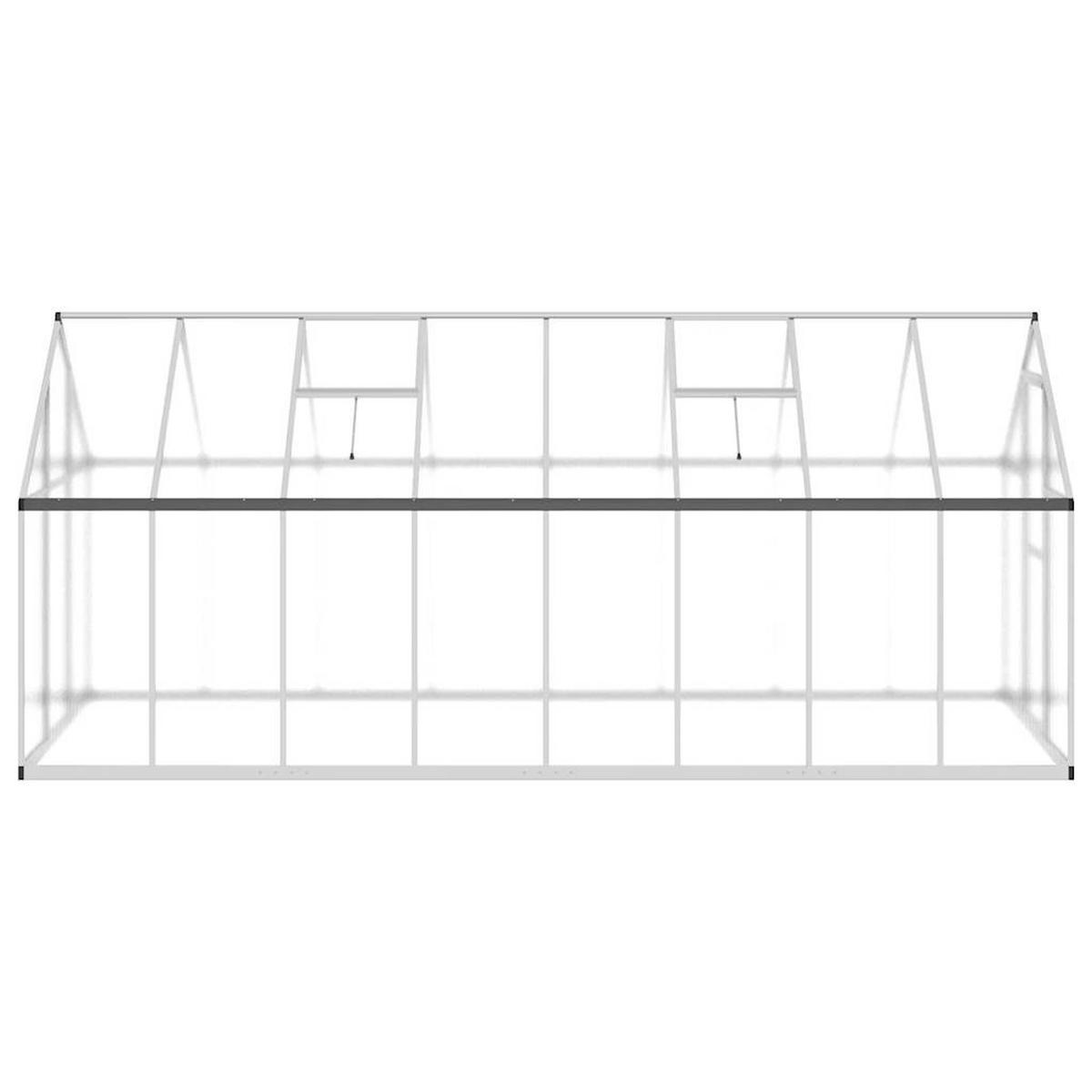 GEWÄCHSHAUS mit Fundamentrahmen Silber 445x169x195cm Aluminimum - Silberfarben, Metall (169/195/445cm)
