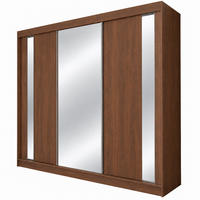 KLEIDERSCHRANK Gloria 240 cm Nussbaum Warmia Spiegel 4 Schubl. Griffe schwarz - Nussbaumfarben, Holzwerkstoff (240/216/61cm) - KS Home Concept