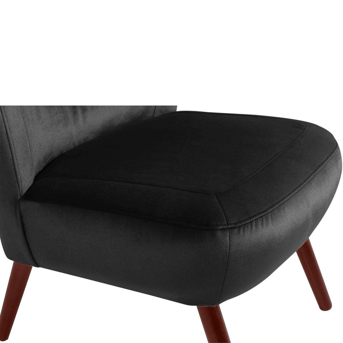 SESSEL Kathy Bezug Samtvelours Buche nussbaum dunkel / schwarz - Schwarz, Kunststoff (70/86/69cm) - 58aufmkessel