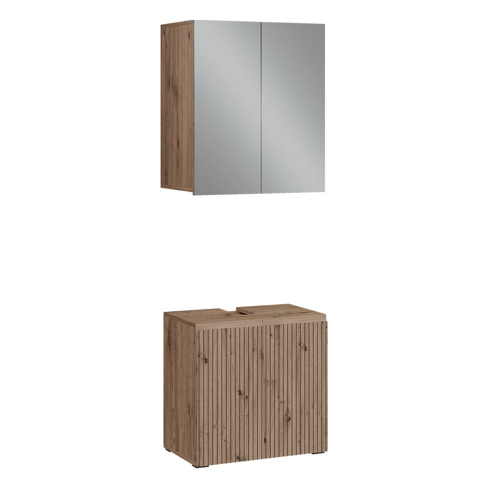 BADMÖBEL-SET Takumi Artisan 2 Teile - Hellgrau, Holzwerkstoff (60/58/35cm) - Vicco