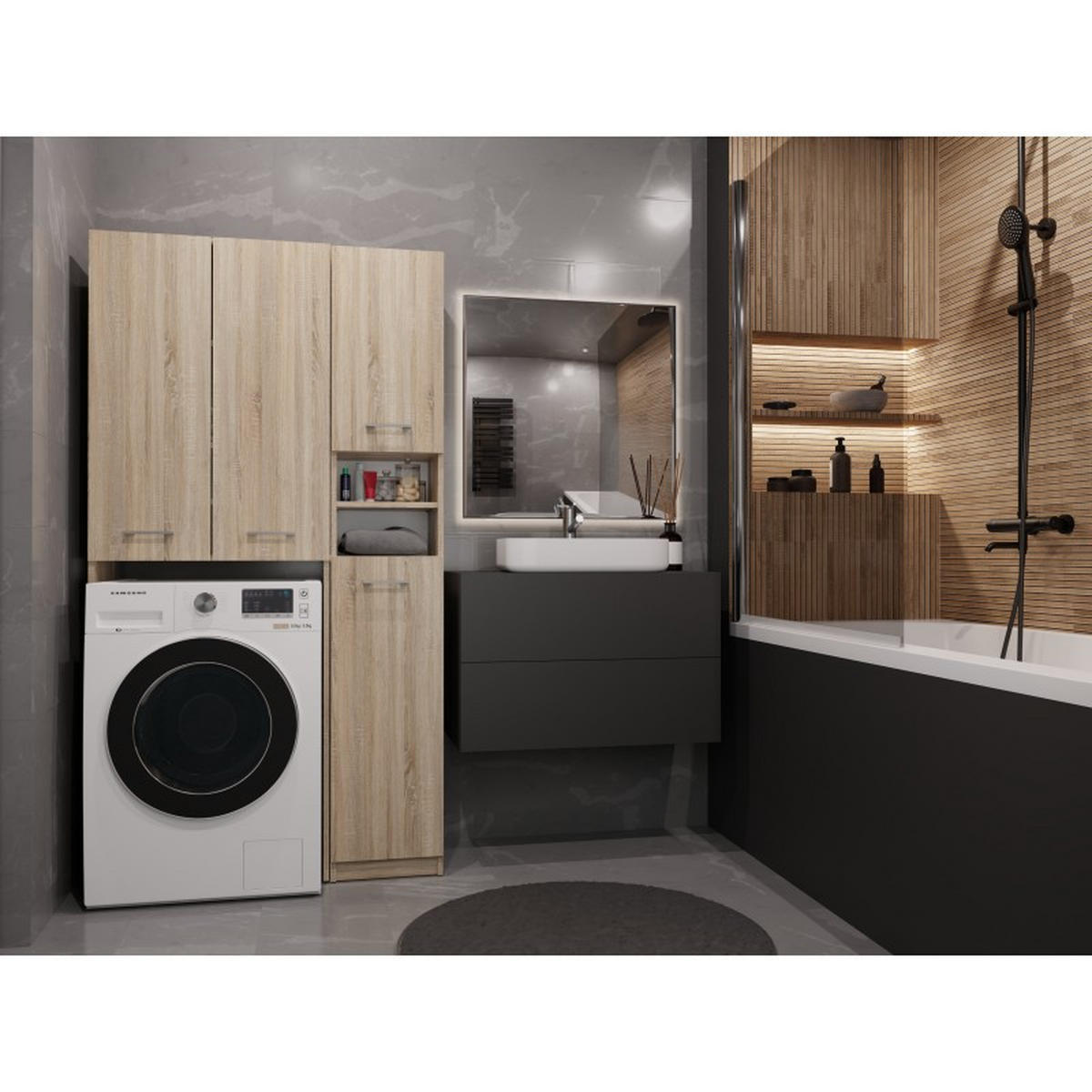 ORMAR ZA PERILICU Kupaonski set Sonoma 96/180/30 - hrast Sonoma, drvni materijal (96/180/30cm) - RAUMHIRSCH FURNITURE